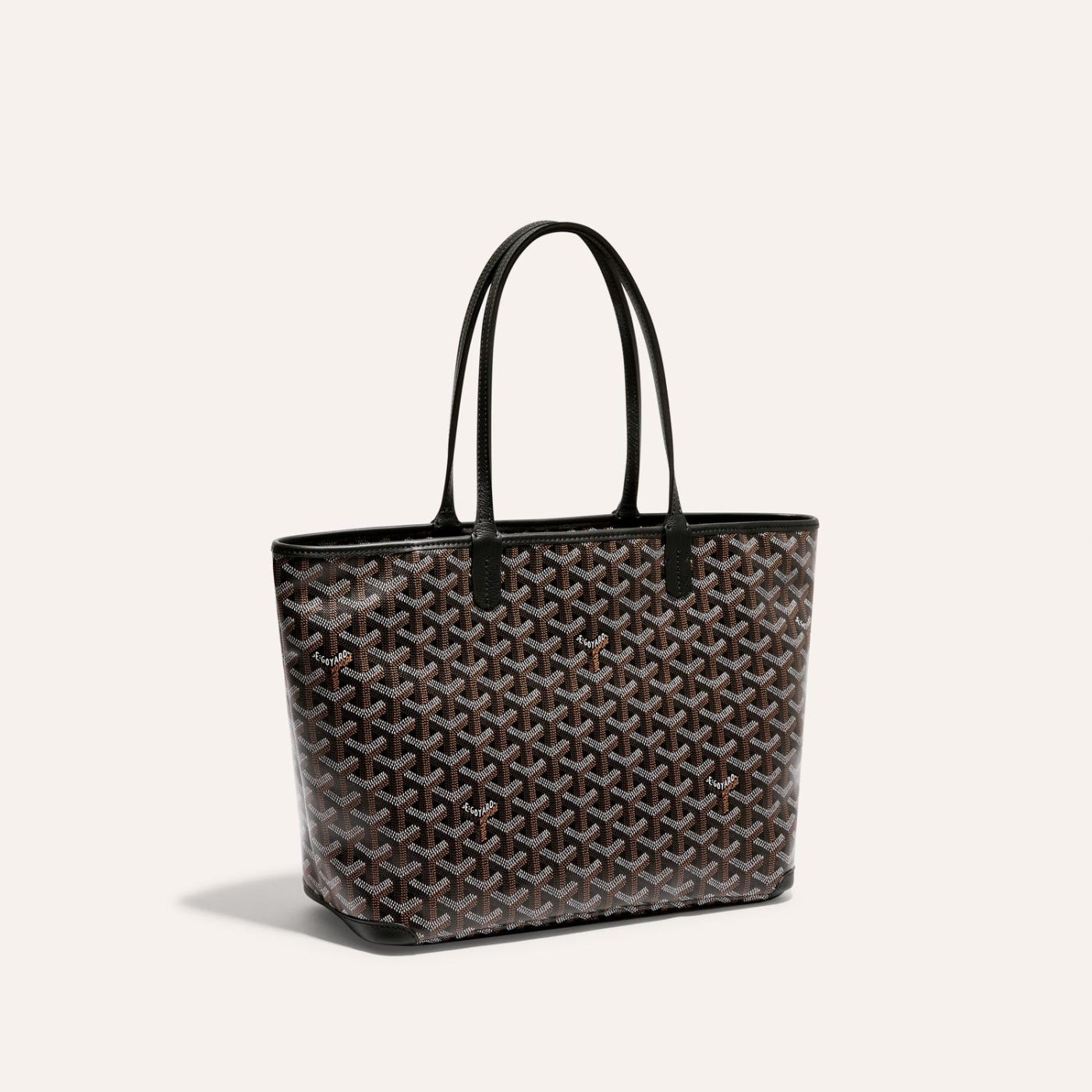 Goyard Goyardine Artois Tote PM Black Canvas & Chevroches Calfskin Palladium Hardware - Image 2